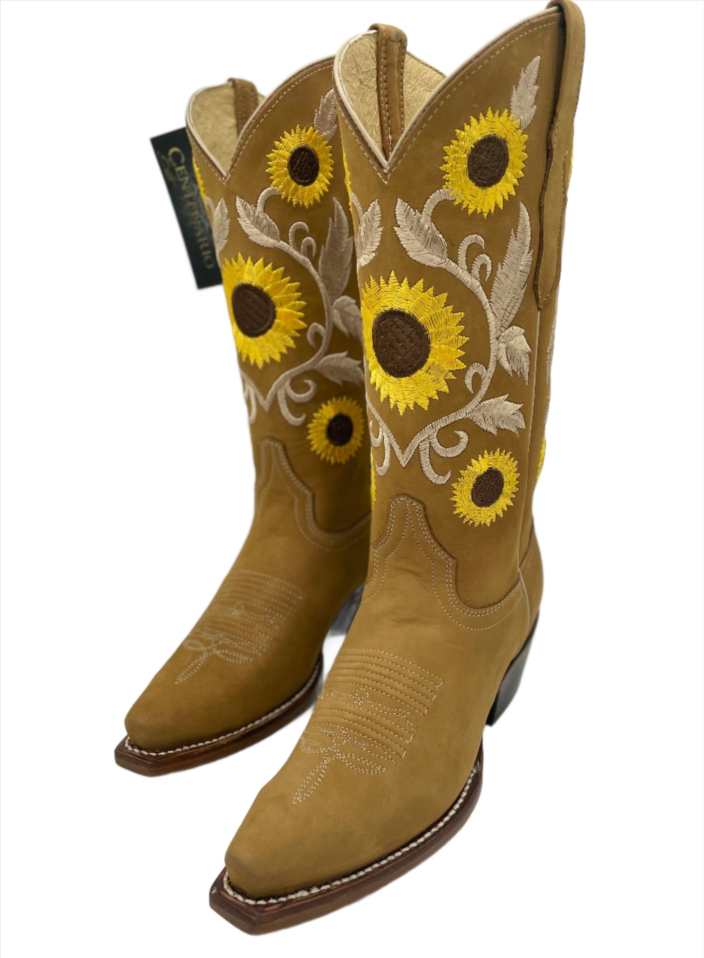 Womens Snip Toe Sun Flower Boot - Nobuck Miel