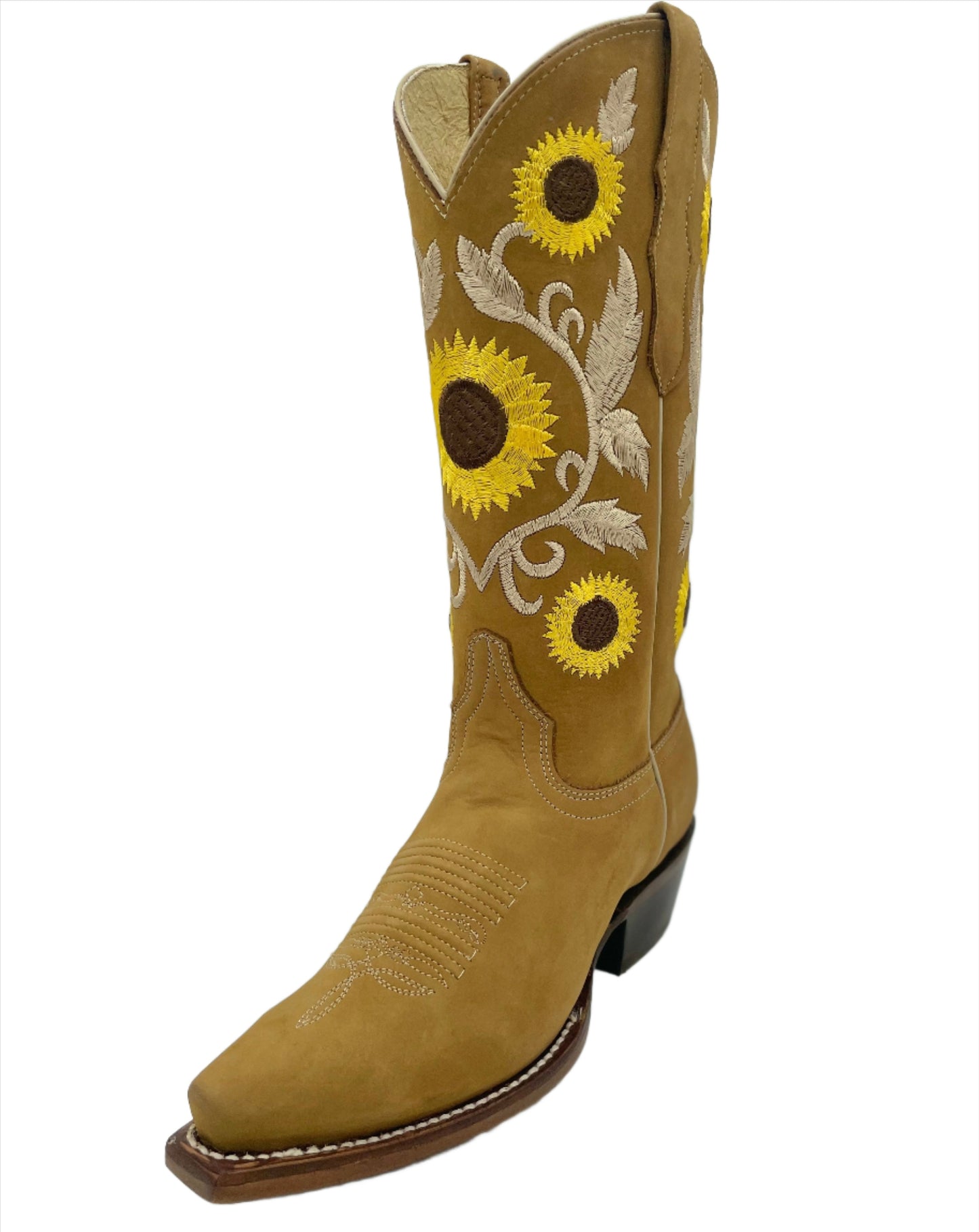 Womens Snip Toe Sun Flower Boot - Nobuck Miel