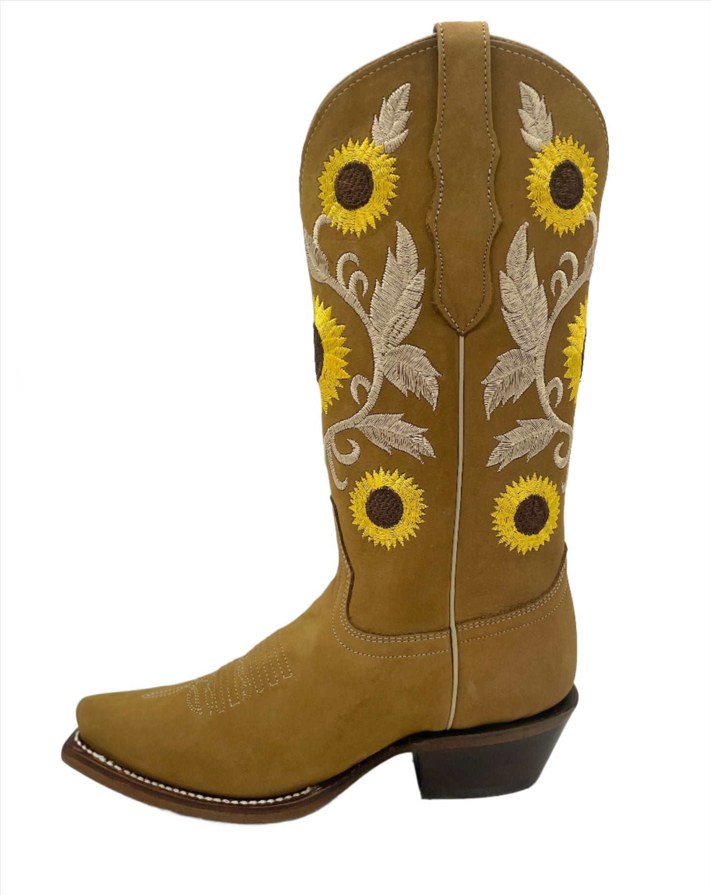 Womens Snip Toe Sun Flower Boot - Nobuck Miel