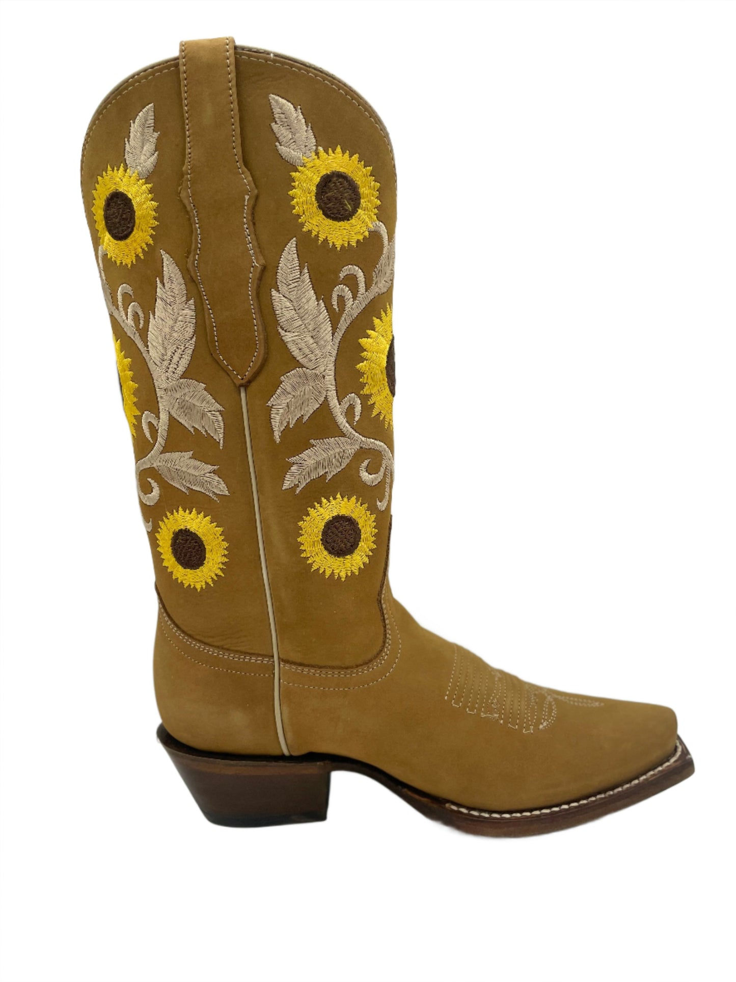 Womens Snip Toe Sun Flower Boot - Nobuck Miel