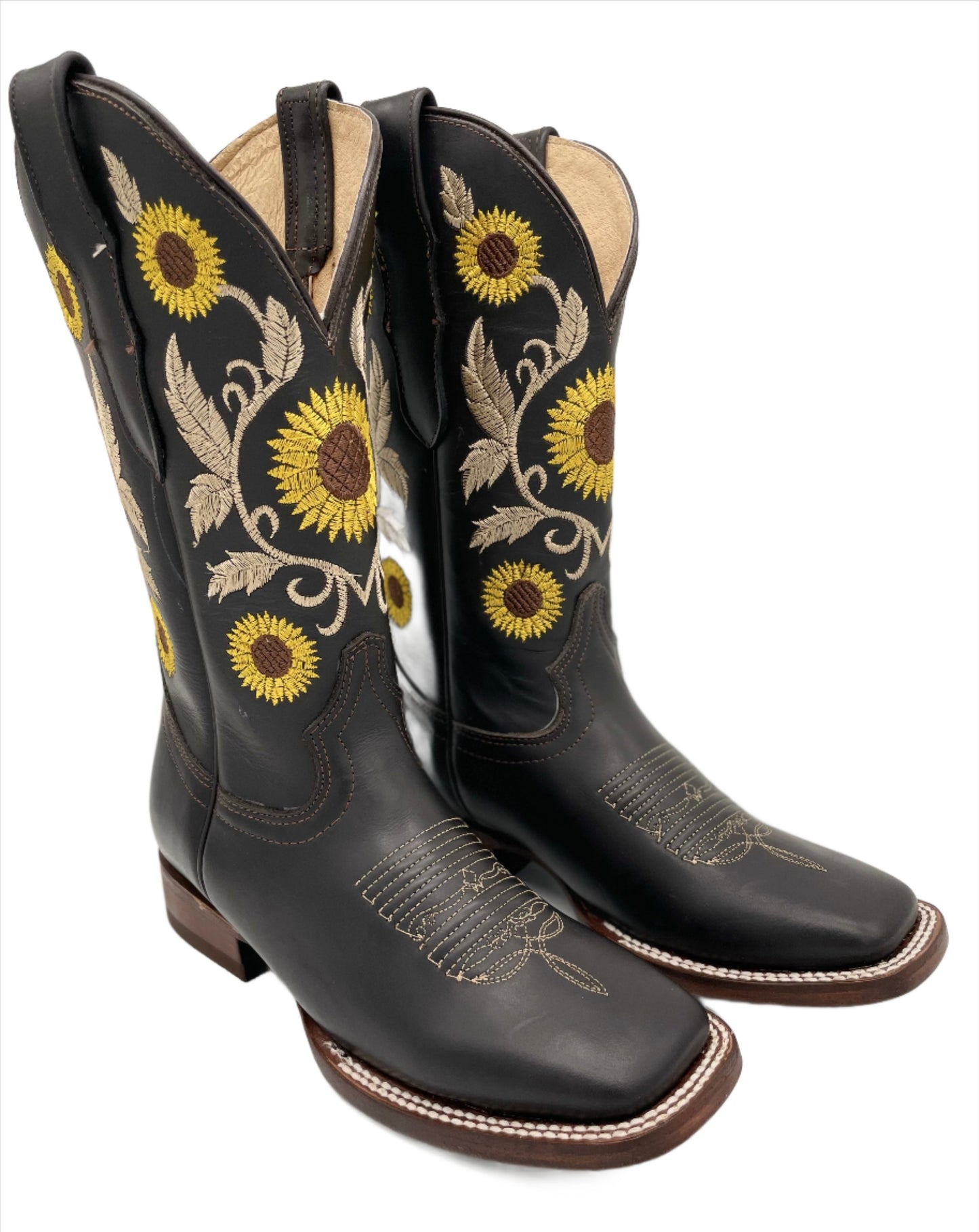 Womens Square Toe Sun Flower Boot - Crazy Choco