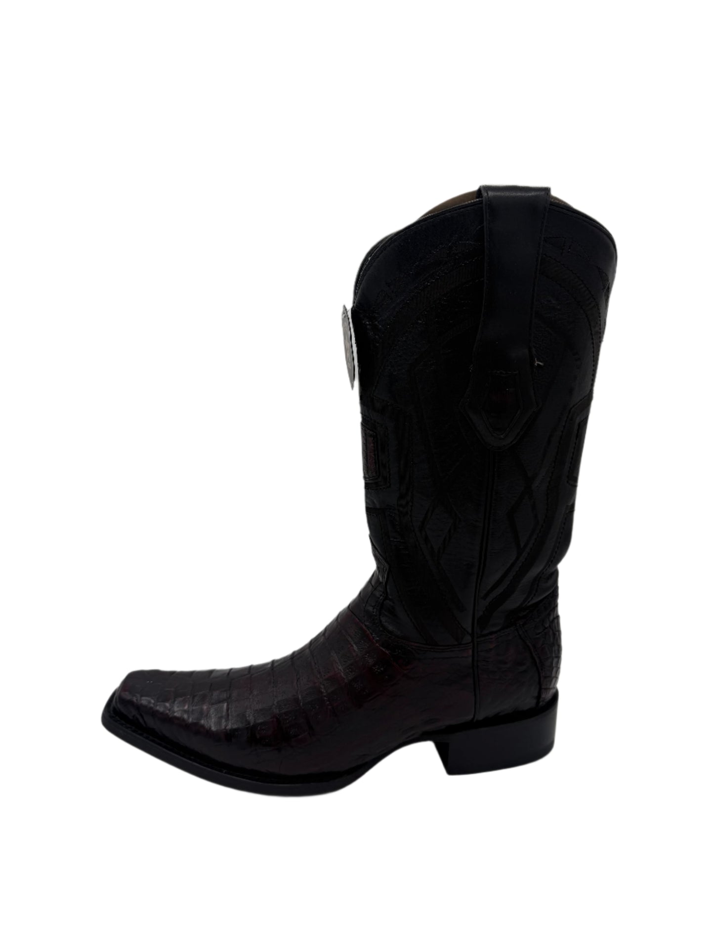 Caiman Exotic Black Cherry Narrow Square Toe Boot