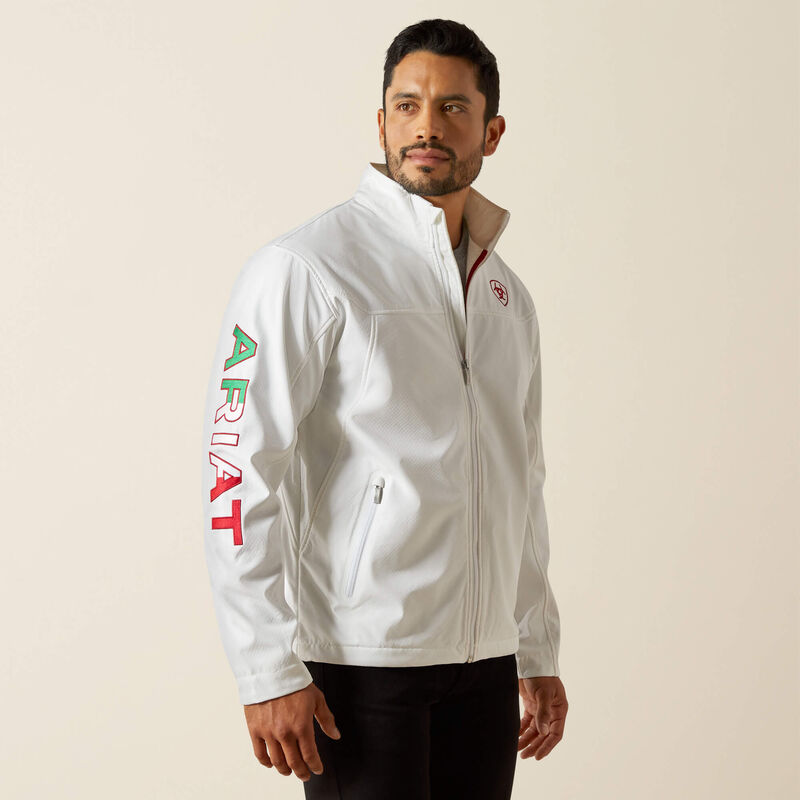 Mens Ariat New Team Softshell MEXICO Jacket White
