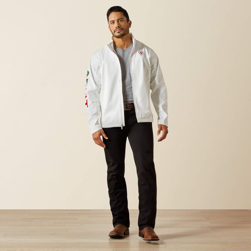 Mens Ariat New Team Softshell MEXICO Jacket White