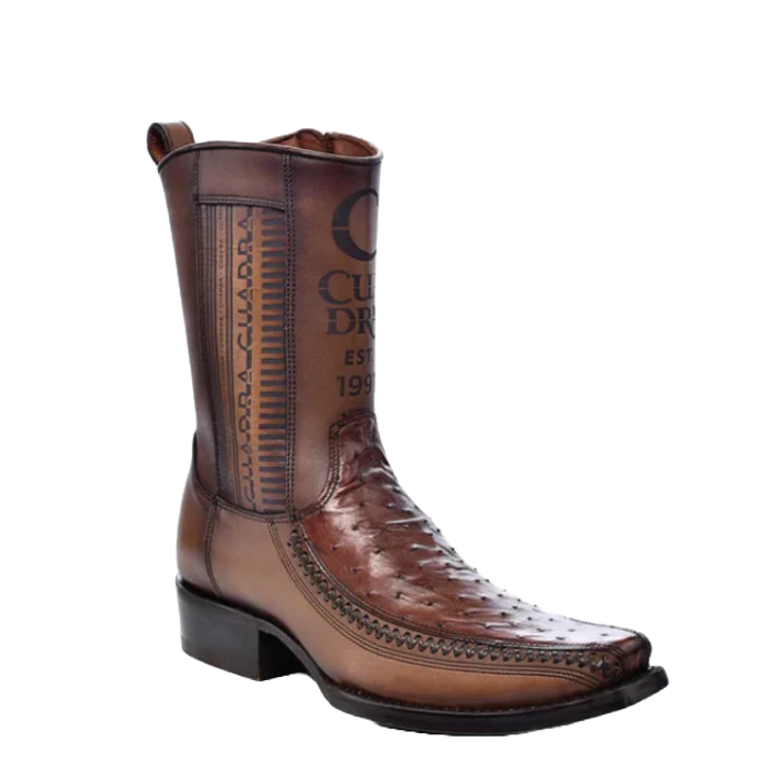Cuadra Men's Ostrich Leather Moroni Chestnut Brown Western Boot