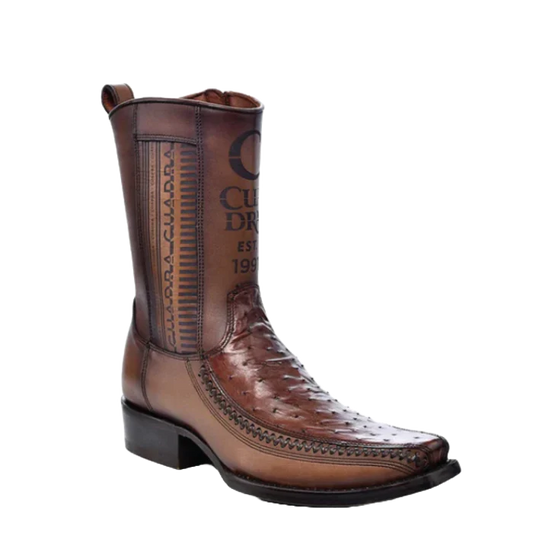 Cuadra Men's Ostrich Leather Moroni Chestnut Brown Western Boot