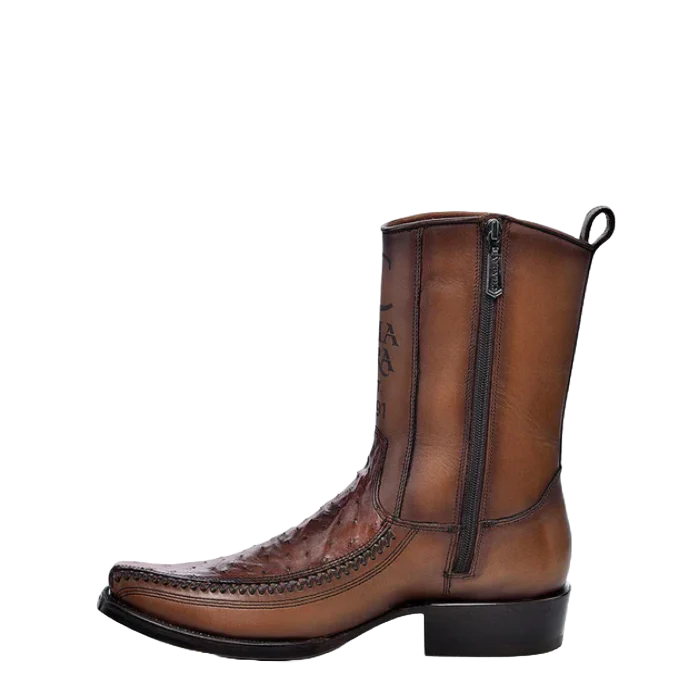 Cuadra Men's Ostrich Leather Moroni Chestnut Brown Western Boot