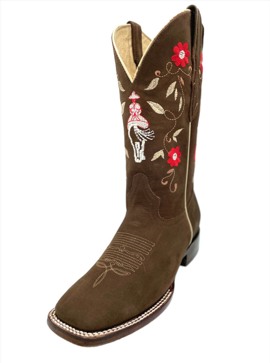 Womens Square Toe Charra - Nobuck Camel