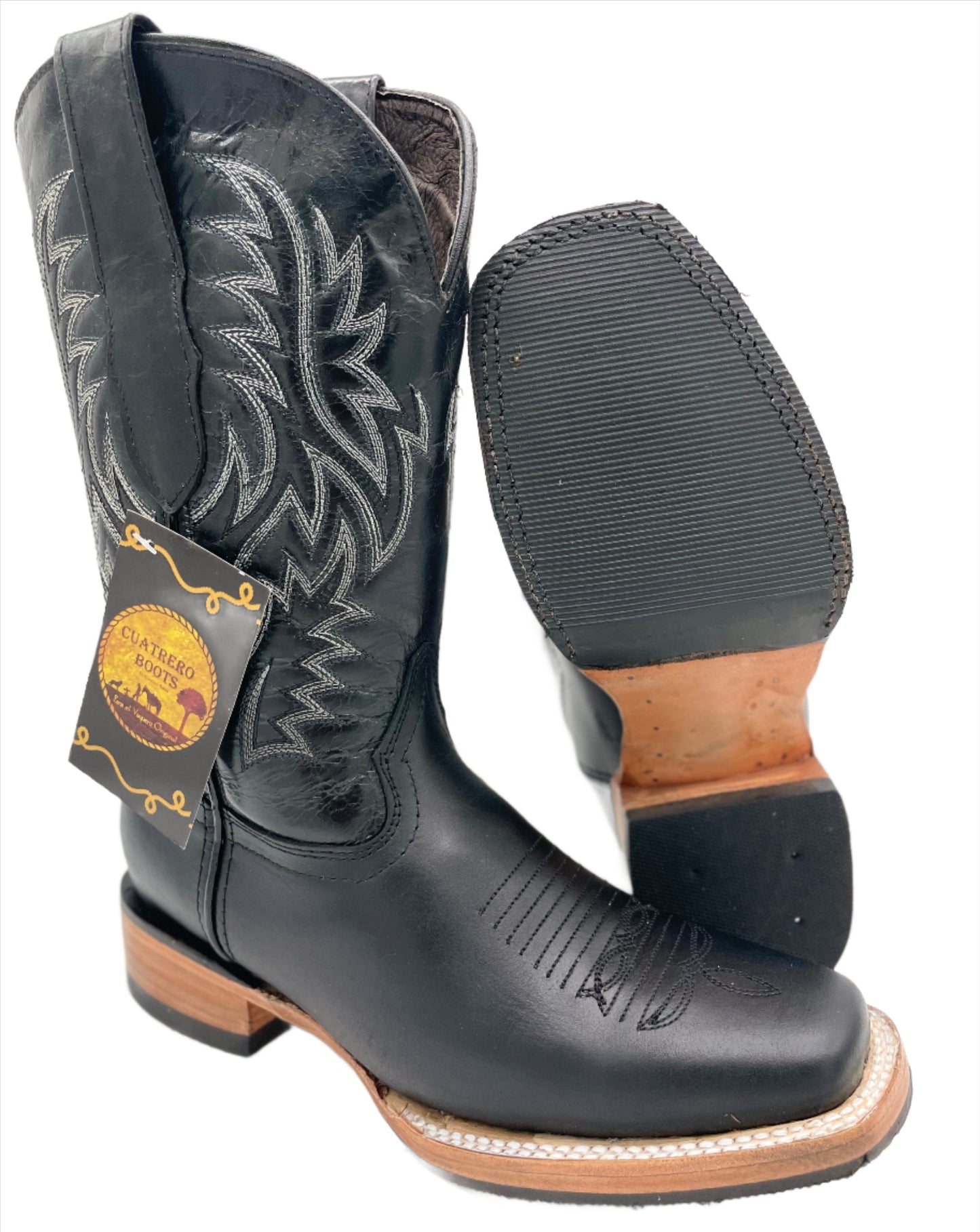 Womens Rodeo Square Toe Atanado - Black