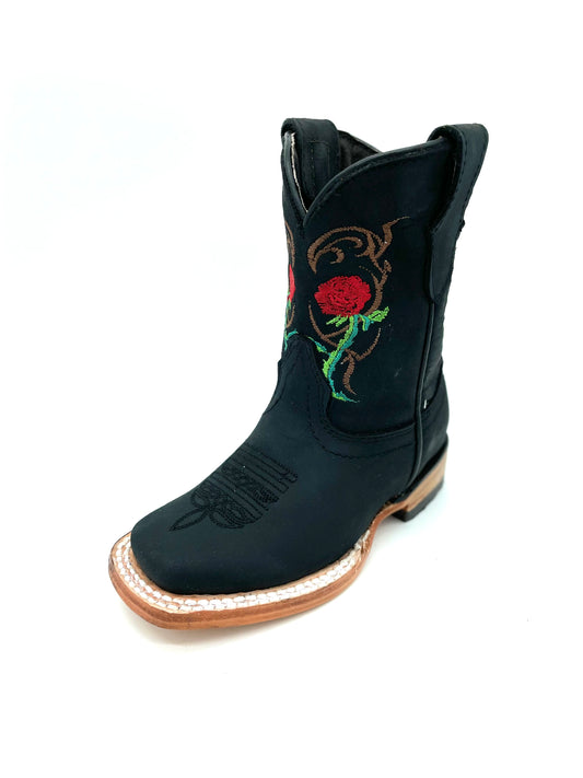 Kids Girls Rodeo Rosas - Black