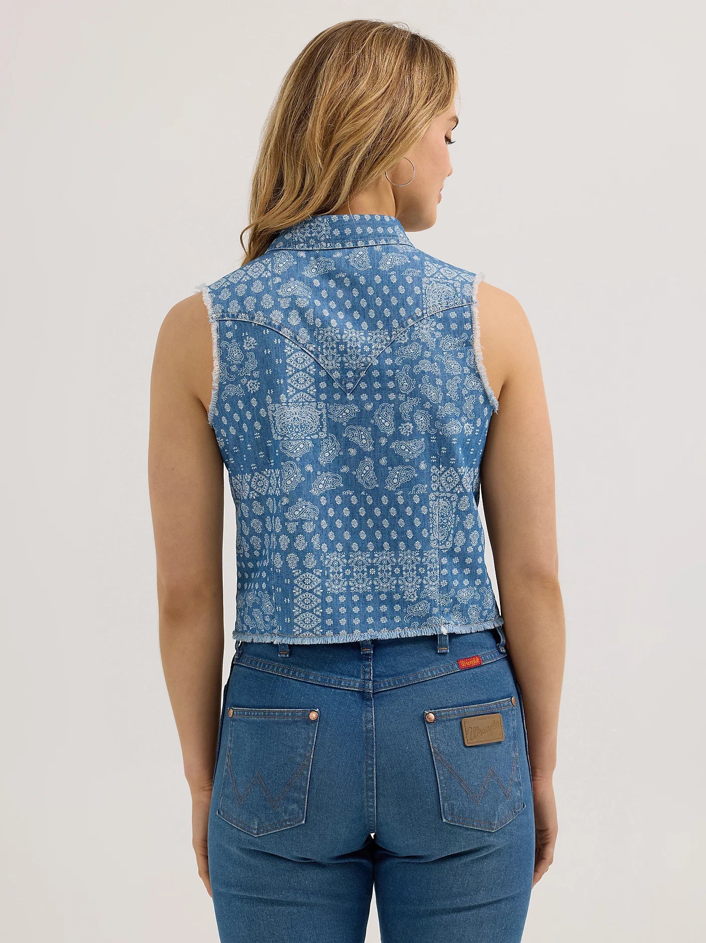 Womens Wrangler Denim Bandana Vest