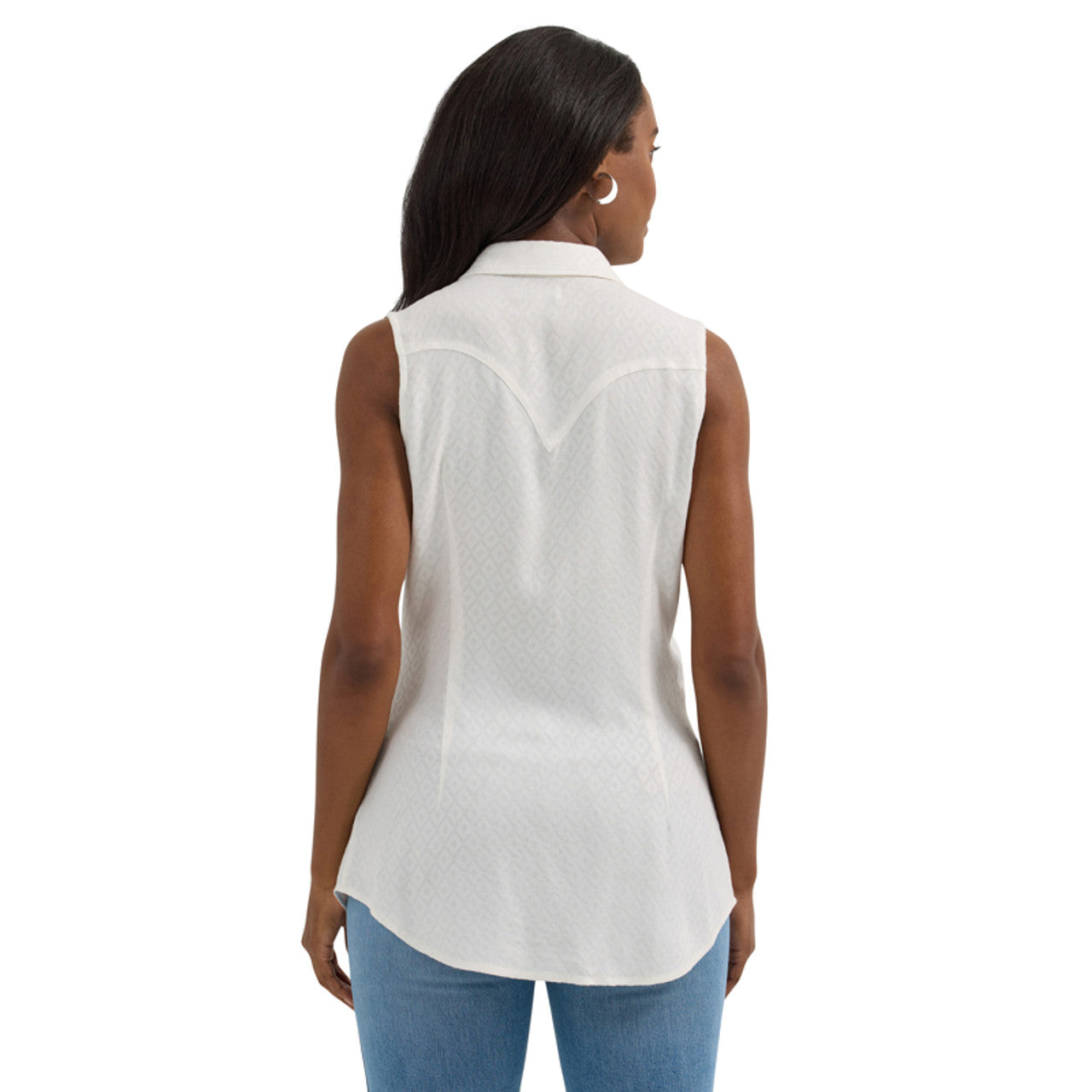 Womens Wrangler Sleeveless White Western Shirt