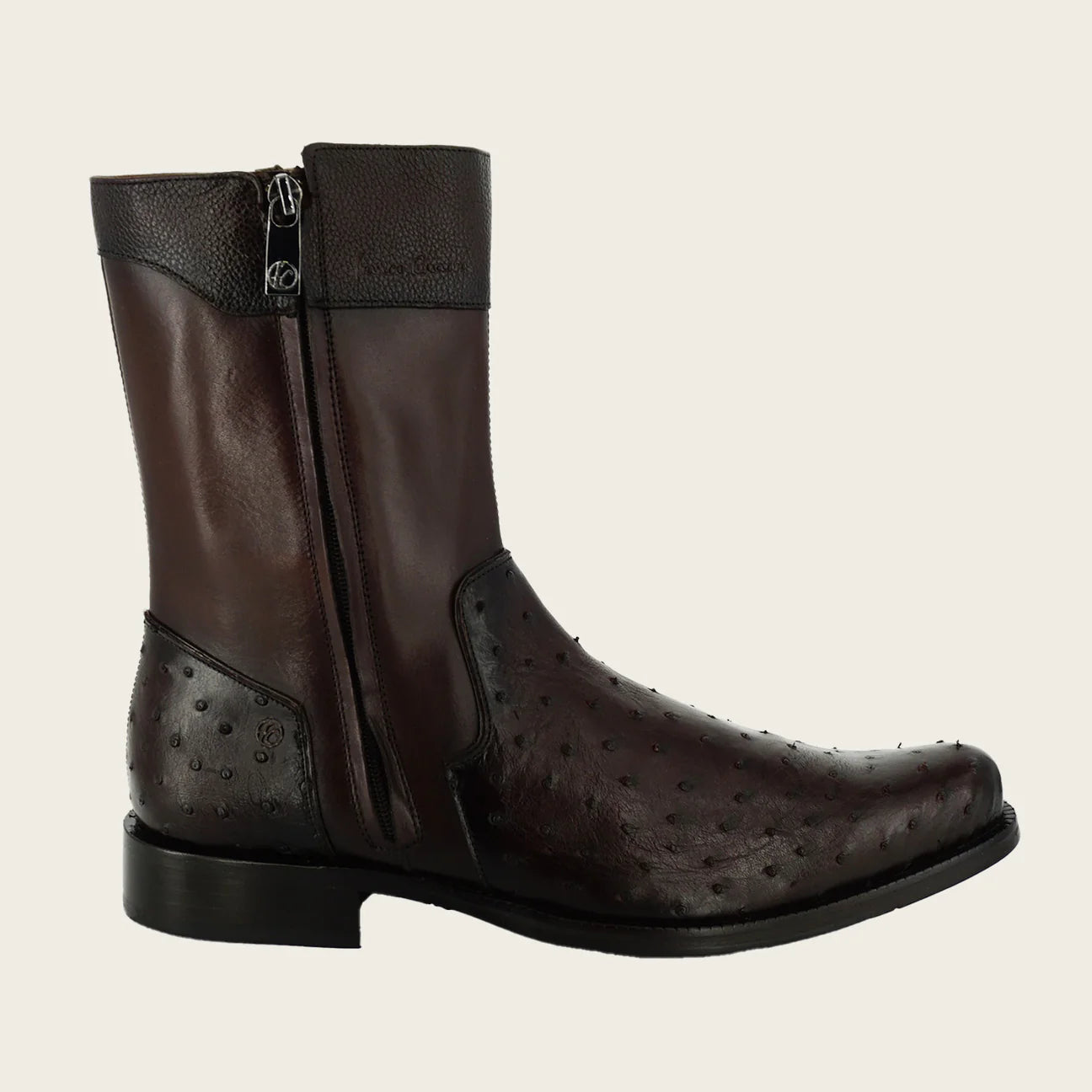 Cuadra Mens Exotic Ostrich Brown Round Toe