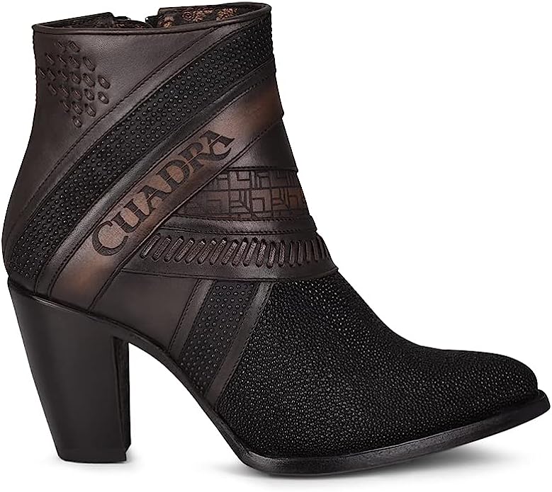 Cuadra Ladies Black Stingray Laser & Woven Round Toe