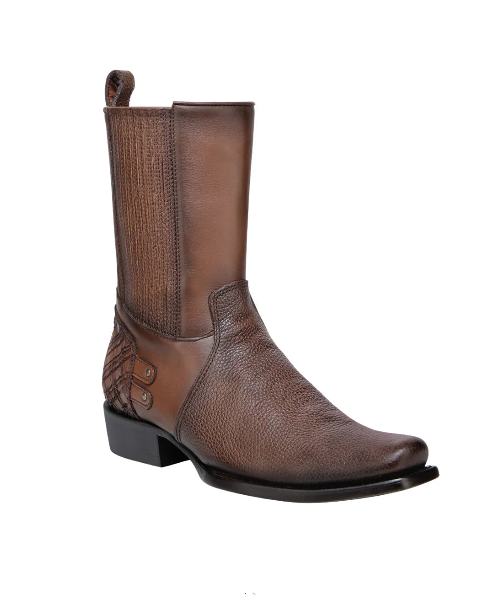 Cuadra Mens Honey Zipper & Studs Narrow Square Toe