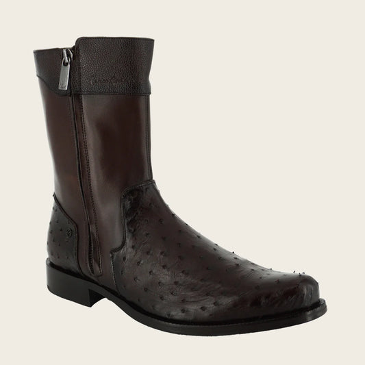 Cuadra Mens Exotic Ostrich Brown Round Toe