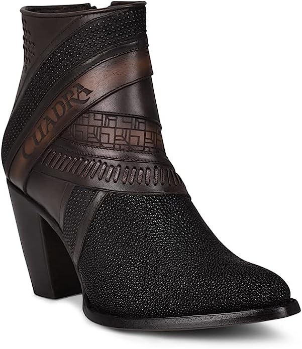 Cuadra Ladies Black Stingray Laser & Woven Round Toe