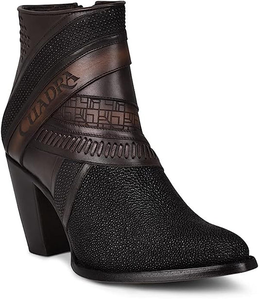 Cuadra Ladies Black Stingray Laser & Woven Round Toe